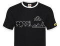 Landmarks of Penryn Cornwall Line Art Unisex Ringer T-Shirt | Cornish Cream Tees